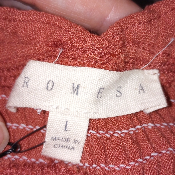 NWT Promesa Play For Keeps Ruffled Sleeveless Romper Color Clay Ladies Large - Picture 7 of 8